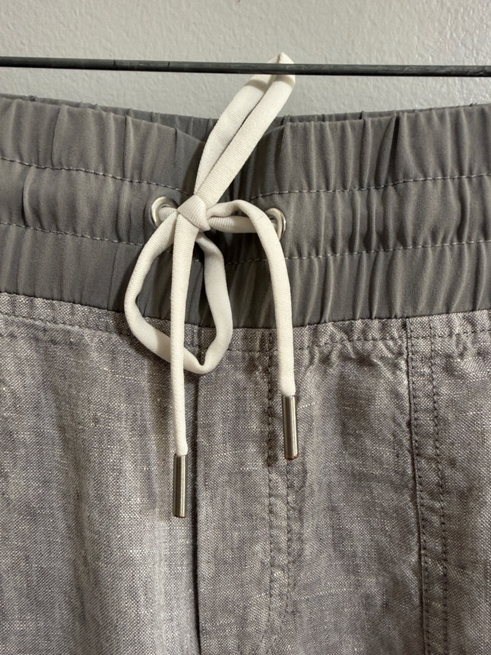 Athleta Light Gray Cabo Wide-Leg Drawstring Linen Pants - Picture 4 of 7